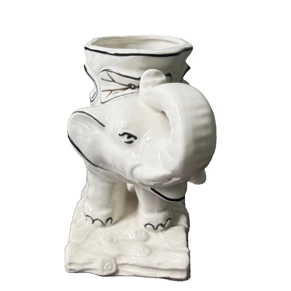Vintage Made in Japan Elephant Ceramic Planter